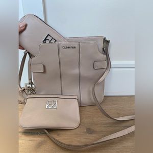 Calvin Klein cross body bag, wristlet and wallet (set)